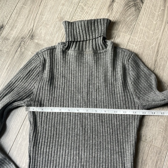 Pink rose, long sleeve, ribbed turtleneck, dress with lots of stretch. - Picture 5 of 7